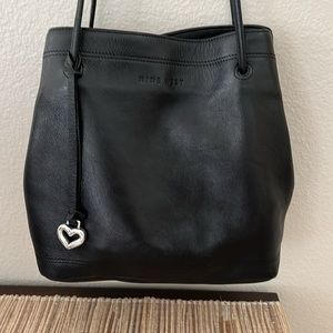 Vintage Nine West Genuine leather bucket Bag With Brighton Heart Charm Scarf